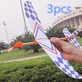 3 قطع مجموعة لعبة طائرة من الرغوة قابلة للطي بواسطة شريط مطاطي محركة لعبة تعليمية