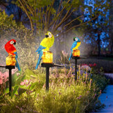 Luminária de jardim à prova d'água em forma de papagaio movida a energia solar com luz LED para decoração externa de paisagens