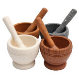 Набор из смоляных тесаков и ступки для измельчения чеснока, трав и специй в кухонной миске для размешивания инструментов.