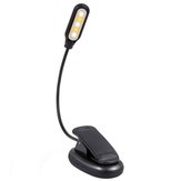 Lámpara de mesa flexible de 1W y 5 LED alimentada por batería con clip para libro, 3 modos de brillo