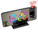 AGSIVO Zegar alarmowy projekcyjny z podświetleniem RGB LED z obrotową 180° końcówką projekcyjną / 11 kolorów / powierzchnia lustrzana / drzemka / 6-stopniowa regulacja jasności / przejrzysty wyświetlacz LED / Ładowarka USB do sypialni i salonu