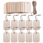 TWOTREES® 50 Stks Nature Wood Slice Gift Tags Blanco rechthoekig houten hangend label met henneptouwen voor doe-het-zelfdecoratie voor lasergravure