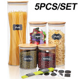 SAWAKE Glass Storage Jar 5 Set Food Storage Containers Airtight Food Jars with Bamboo Wooden Lids