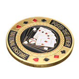 Metal Poker Guard Card Protector Coin Chip Gold Plated With Round Plastic Case