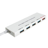 Ultra Dunne 4 USB3.0 Poorten Hub met een 2.4A USB Snel Oplaadpoort