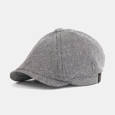 Men Cotton Beret Cap Lattice Pattern British Retro Newsboy Hats Peaked Cap Octagonal Hat