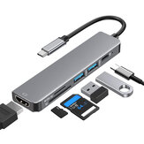 Bakeey Hub USB-C 6 em 1 adaptador HDMI 4K@30Hz USB3.0 USB-C Estação Docking Carregamento PD de 100W Leitor SD Divisor Witch para Apple Huawei Laptops Macbook