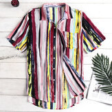 Mens Striped Casual Vacation Beach Shirts Plus Size