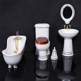 Dollhouse Miniature Ceramic Bathroom Set Supplies Suites 1:12 Scale Kids Gift