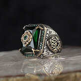 1 Pcs Vintage Ethnic Classic Texture Set Bright Colors Zircon Ring