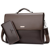 Men Waterproof Zipper Business Document Bag Laptop Briefcase with Shoulder Strap
