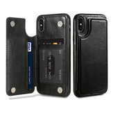 KISSCASE Retro PU Leather Card Slots Bracket Case for iPhone X 8/8 Plus/7/7 Plus/6/6s/6 Plus/6s Plus