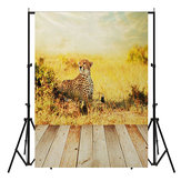 5x7ft Vinyl Love Wood Floor Cheetah Kids Theme Backdrop Photography Photo Prop