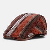Collrown Men Knit Stripe Modello Patchwork Retro Casual Outdoor Cappello Beret Hat