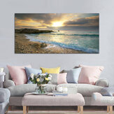Impression sur toile plage Vague océanique Coucher de soleil Mer Sans cadre Peintures Art Décoration murale Maison
