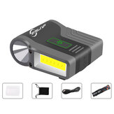 Linterna frontal portátil COB LED para pesca, recargable por USB, con clip de inducción para gorra, ideal para actividades al aire libre