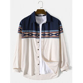 Mens Casual Ethnic Pattern Long Sleeve Shirts