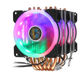 3Pin 3 Wentylatory 6 Ciepłowody Kolorowy Podświetlany Wentylator Chłodzący na CPU Cooler Radiator dla Intel AMD