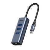 Baseus 4 en 1 USB-C Type-C Adaptateur Hub avec 3 ports USB 3.0 + RJ45 Port réseau Gigabit pour Type-C Ordinateur portable MacBook Smart Phone Samsung
