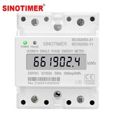 SINOTIMER Din Rail Single Phase Electronic Energy Meter AC 220V 100A kWh Counter Consumption Analog Electricity Gague Wattmeter 50HZ