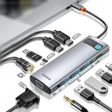 [عرض ثلاثي] محول محطة قاعدة Baseus 11-In-1 MST USB Type-C Hub مع شاشة HDMI HD مزدوجة 4K / VGA 1080P / توصيل طاقة USB-C PD بقوة 100 واط / منفذ شبكة RJ45 1000 ميجابت في الثانية / 3 * USB 3.0 / منفذ صوت 3.5 ملم / قارئ بطاقة الذاكرة
