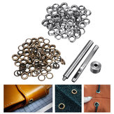 Kit de ferramentas para fazer 100 ilhós de latão de 6mm em prata e bronze para couro, artesanato e roupas DIY