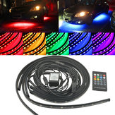 4PCS RGB LED Under Car Floor Lights Tube Strip Underglow body Neon Lamp Kit with Wireless Control