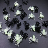 Araignée lumineuse noire/blanche Mini en plastique pour Halloween Jouet d'anniversaire plaisant Réaliste petite araignée en plastique pour décoration DIY
