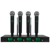ERZhen Professional 4 kanaals draadloos microfoonsysteem 4 Handheld microfoon met digitaal display
