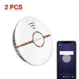 [2 PCS] BlitzWolf® BW-IS7 WiFi Smoke Sensor LED Indicator 360° Sensing Fire APP Remote Alarm