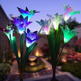 2 pezzi di luci solari a energia 4 LED con fiori di giglio che cambiano colore per esterni, giardino, patio e cortile
