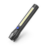 XANES® Q5-XPE 300LM 200m COB ズーム可能なフラッシュライト with サイドライト USB 充電可能 防水 18650 ミニトーチ