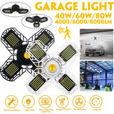 Luz de teto LED deformável ultra brilhante de 40/60/80W E26 / E27 ativada por movimento para garagem