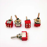 1/5pcs Interruptor de alavanca de 6mm Vermelho 6 pinos MTS-202/203 Interruptor basculante 2A 250V 5A120V ON-ON/ON-OFF-ON Cabeça de alavanca