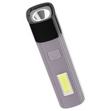 أداة البقاء في الهواء الطلق وجهاز البنك المحمول وطوارئ إعادة شحن USB-C الصمام مصباح يعمل بالبطارية XANES® Double Light LED+COB Mini Flashlight Mobile Phone قوة Bank