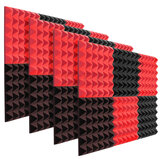 6 Adet Akustik Köpük Stüdyo Ses Yalıtım Köpüğü Takozları Siyah + Kırmızı 12 x 12 x 2 inç