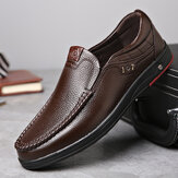 Comfy Sapatos Casuais Negócios Genuíno de Couro Slip On Macios Bico Moc Oxfords para Homens