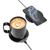 BlitzWolf® BW-WCC1 2-in-1 slimme koffiemok warmer 55 ° C / 131 ° F en draadloze oplader Melk Thee Drankverwarming warmer met 350 ml mok 10 W snel draadloos oplaadpad 18 W QC3.0-adapter voor Qi-compatibele smartphones Thuiskantoor