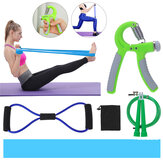 5Pcs / Set Home Fitness Йога Тренировочный Комплект Набор Внутренних Упражнений Инструменты Handgrip + Skipping Rope + Yoga Belt + Resistance Strap