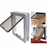 Suministros para mascotas: puerta con bisagra de seguridad con cerradura para gatos y perros de raza pequeña y mediana, color blanco