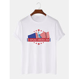 % 100% Pamuk Amerikan özgürlük Heykeli Baskı Ekip Boyun Kısa Kollu T-Shirt