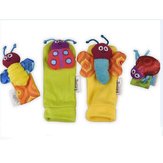 4Pcs Baby Infant Kids Cute Animals Rattles Foot Finders Toys Hand Wrist Socks Set