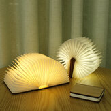 Kreativt bladvändande bokljus i vitt lönnträ, nattlampa med USB-laddning