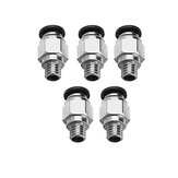 TEVO® 5PCS 4.3mm Bore Pneumatic Connectors PC4-M6 Fit 4mm PTFE Tube Connector Coupling Feed Inlet