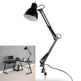 Fekete, asztali rugalmas karos csipesz lámpa az irodában vagy otthon, E27/E26-as lámpa foglalattal, AC85-265V tápfeszültségű