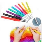 9pcs/set Soft Rubber Handle Crochet Needles Aluminum for 2.0-6.0mm DIY Crochet Medium Roving Sewing Tools kit