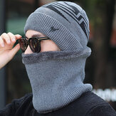 Rosto de lã tricotado quente inverno masculino Máscara Chapéu Gorro Gorro ao ar livre Máscara Lenço Chapéu de uso duplo