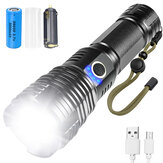 LIUMY P50 LEDズーム可能な懐中電灯セット、26650バッテリーUSBケーブル電源表示USB充電可能なLEDサーチライトトーチ