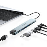 BlitzWolf® BW-NEW TH5 10 en 1 Hub USB avec HD 4K@30Hz USB3.0 / USB2.0 / Type-C 2.0 / RJ45 Ethernet / Chargement PD de 100W / Fentes de cartes SD TF Station d'accueil pour ordinateurs portables Apple Huawei Macbook
