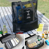 Honana DW-LB2ハンドヘルドランチバッグ断熱クーラーピクニックバッグメッシュビーチトートバッグ食品飲料収納